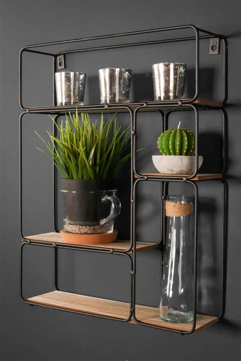 industrial black mounted wall shelves